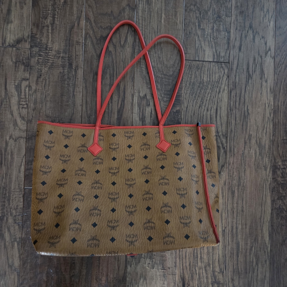 MCM Brown and Red Tote Bag